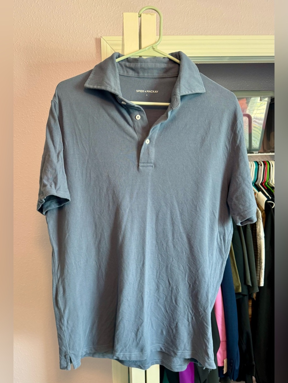 Spier & Mackay Men’s LG Blue Short Sleeve Polo Shirt. Premium Cotton.Gently Used